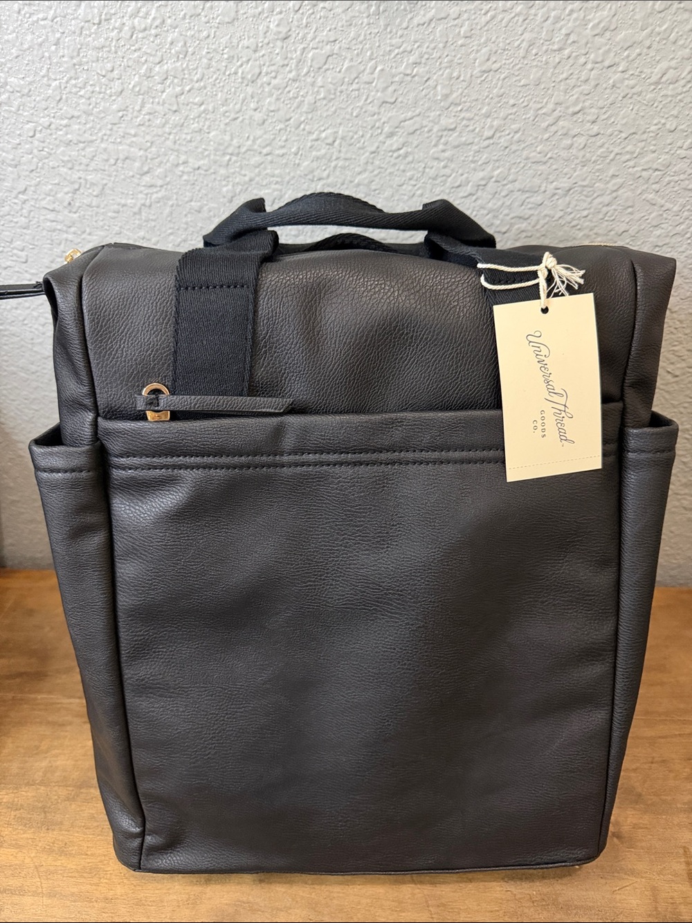 Universal Thread Black Faux-Leather Men’s Backpack Tote